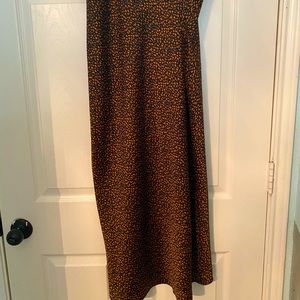Spotted brown and black midi skirt